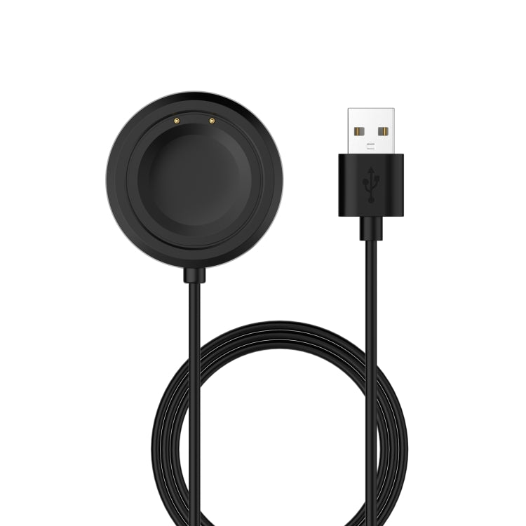 Black magnetic charging dock with USB-A cable for smartwatch, cable looped