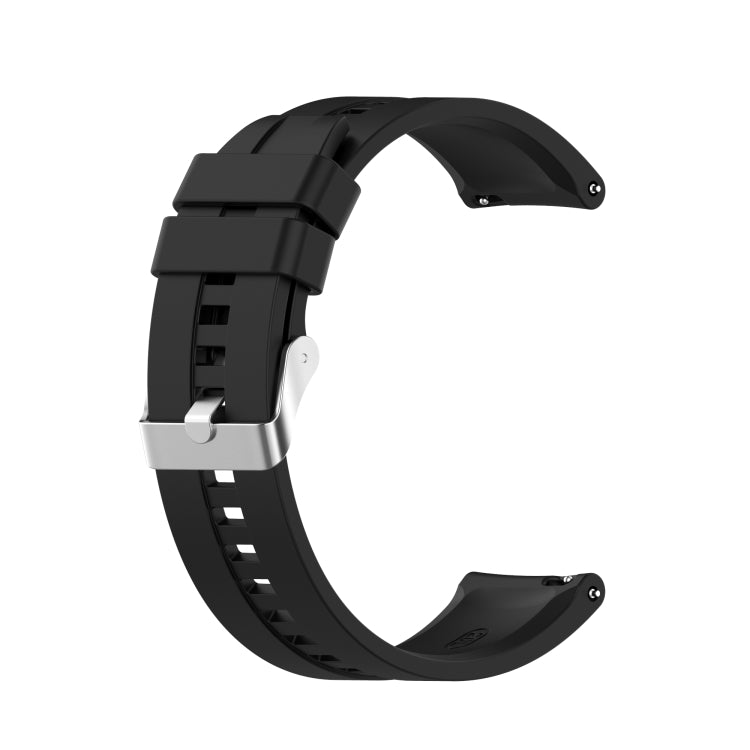 Black silicone watch strap with silver buckle for Huawei Watch GT 2 42mm