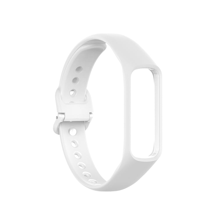 White silicone watch strap with adjustable holes and buckle for Galaxy Fit 2