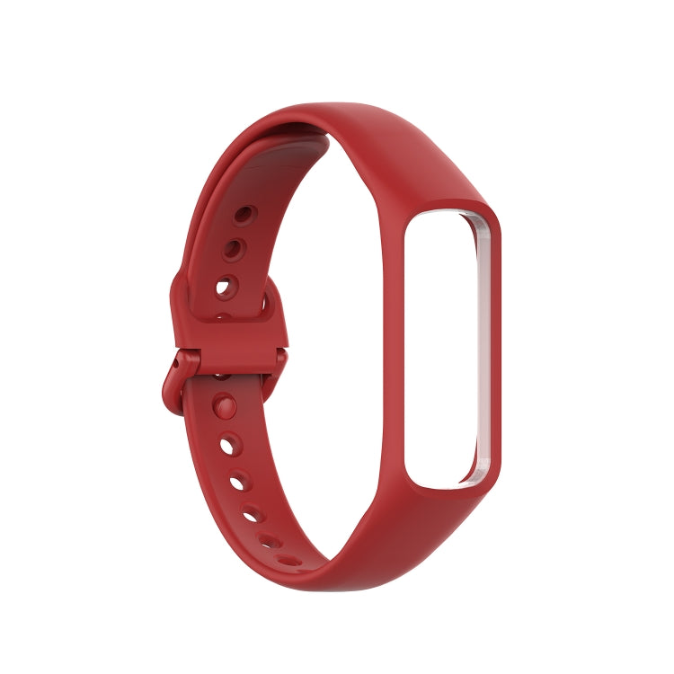 Red silicone watch strap with clasp and adjustable holes for Galaxy Fit 2