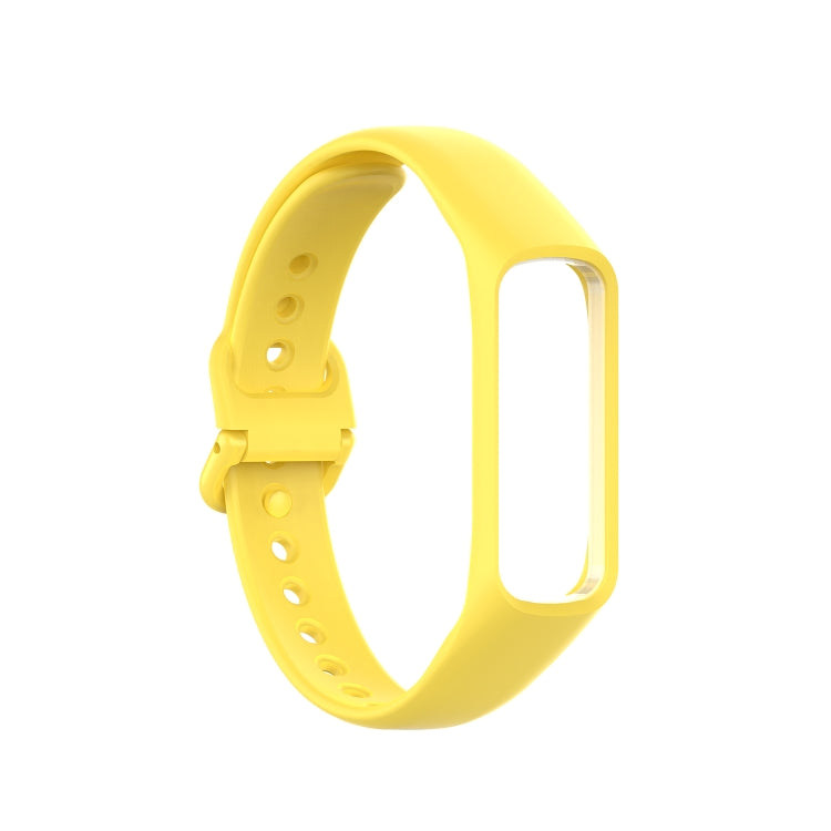 Yellow silicone watch strap with adjustable holes and buckle for Galaxy Fit 2