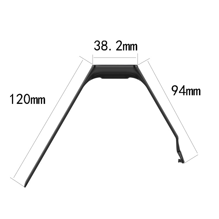 Black silicone wrist strap watchband size diagram, 120mm and 94mm shown
