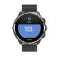 Black milanese mesh watch strap with clasp buckle on round smartwatch display