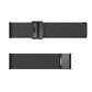 Black milanese mesh watch strap with clasp buckle, front and back views