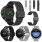 Milanese mesh watch strap set with buckles in black and silver, assorted views