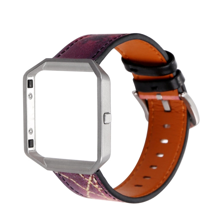 Replacement Fitbit Blaze watch strap, purple-maroon top with orange backing and black buckle
