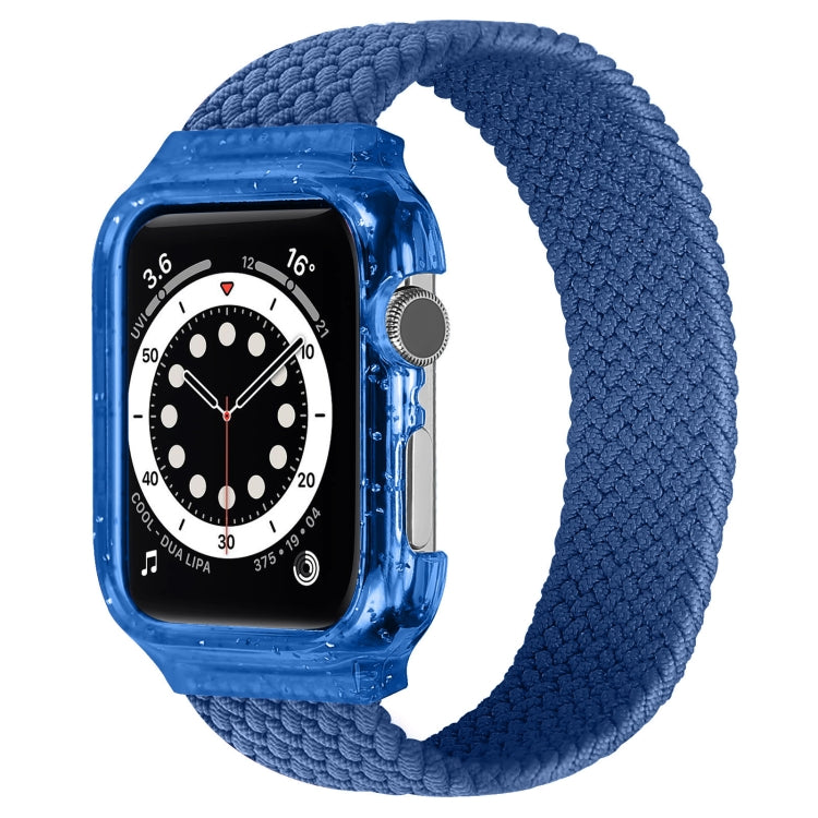 Woven replacement watch strap with frame for Apple Watch, blue band