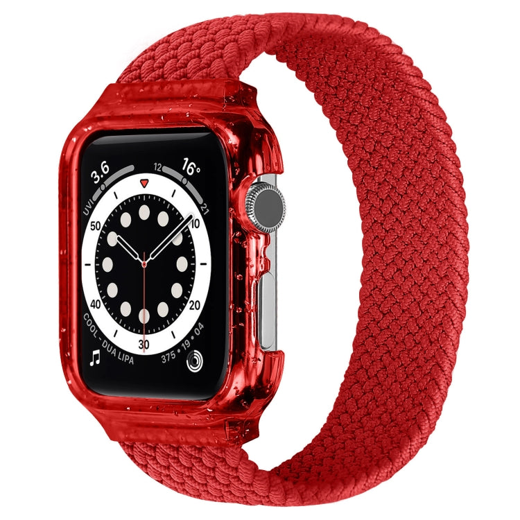 Red woven watch strap with protective frame for Apple Watch
