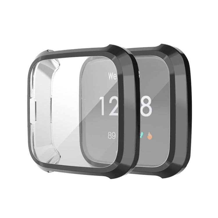 Black full-coverage TPU watch case with clear front cover and side bumpers
