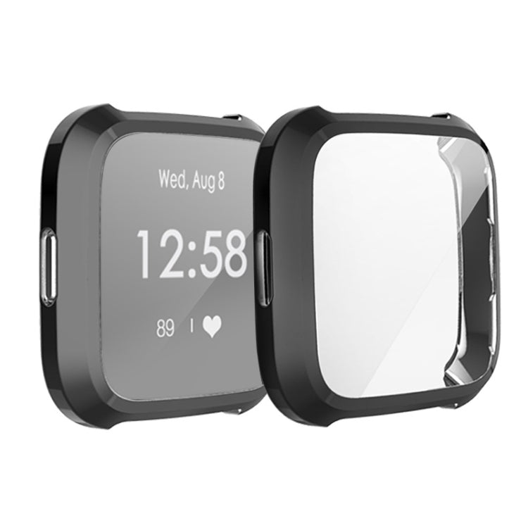 Black TPU watch case with clear window, showing watch screen and side cutouts