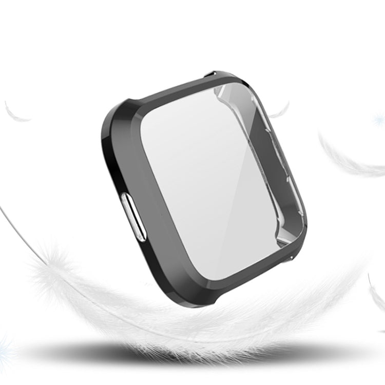 Black TPU watch case angled view with clear screen window and protective corners