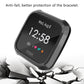 Black TPU watch case with clear screen cover and rugged frame on watch display