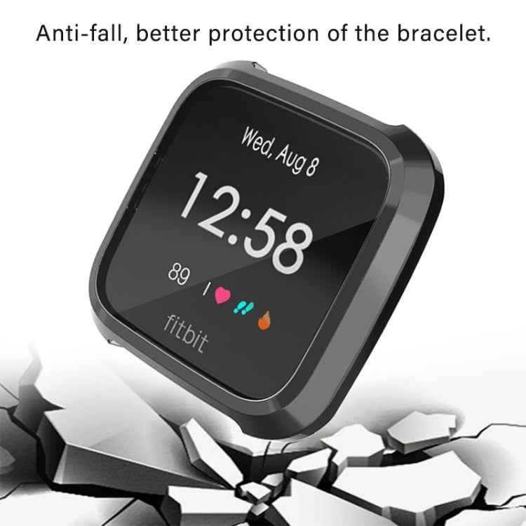 Black TPU watch case with clear screen cover and rugged frame on watch display
