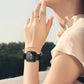Black TPU watch case worn on wrist with clear front window over watch screen