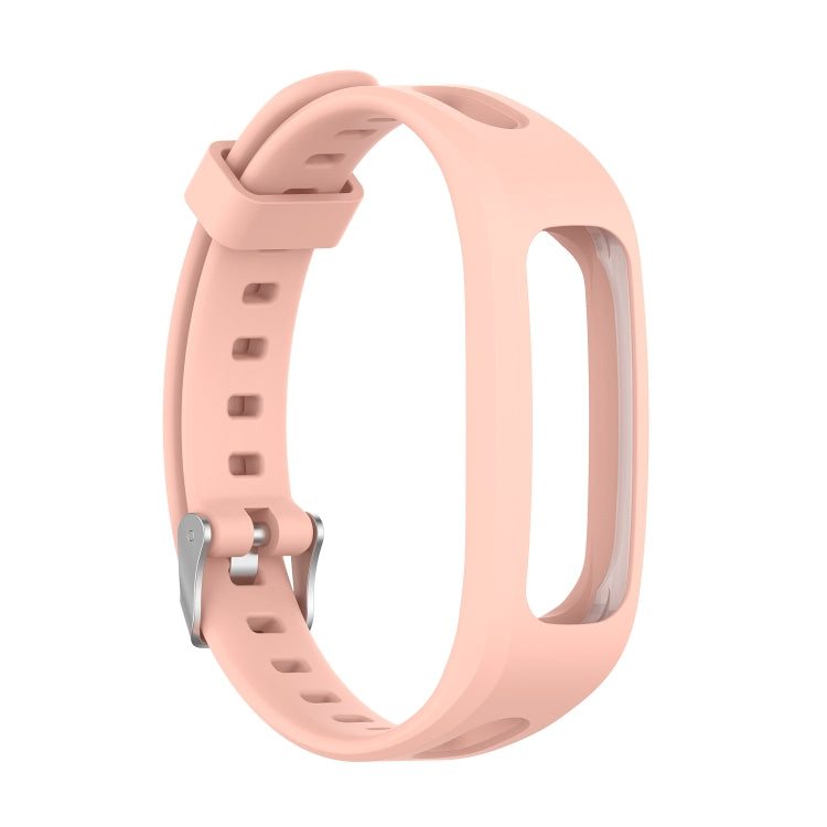 Light pink silicone replacement wrist strap with adjustable holes and metal buckle.