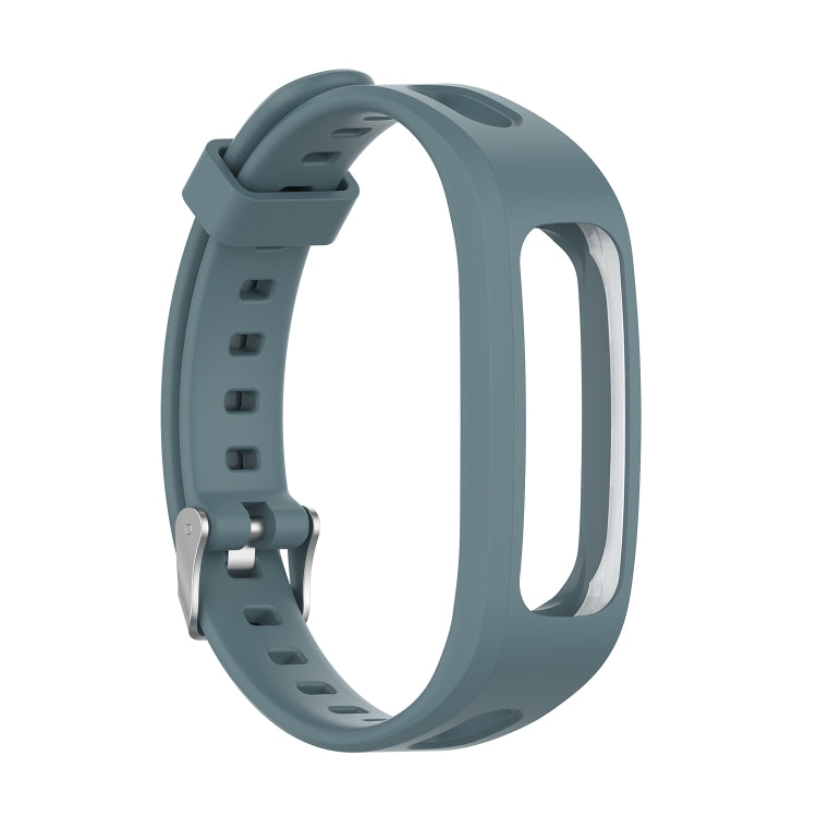Silicone smartwatch wrist strap, blue-green, with buckle and adjustment holes.