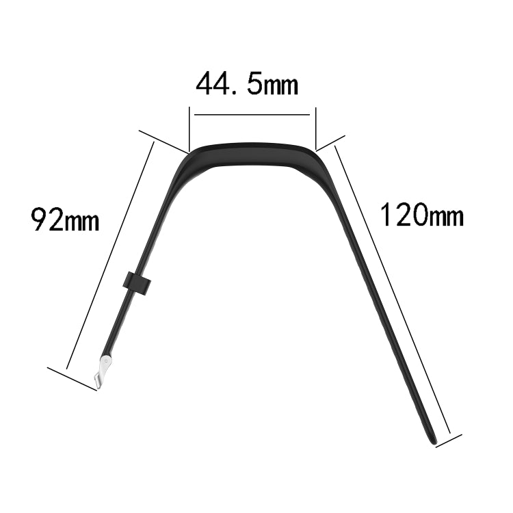 Black silicone watch strap measuring diagram with 92mm and 120mm lengths.