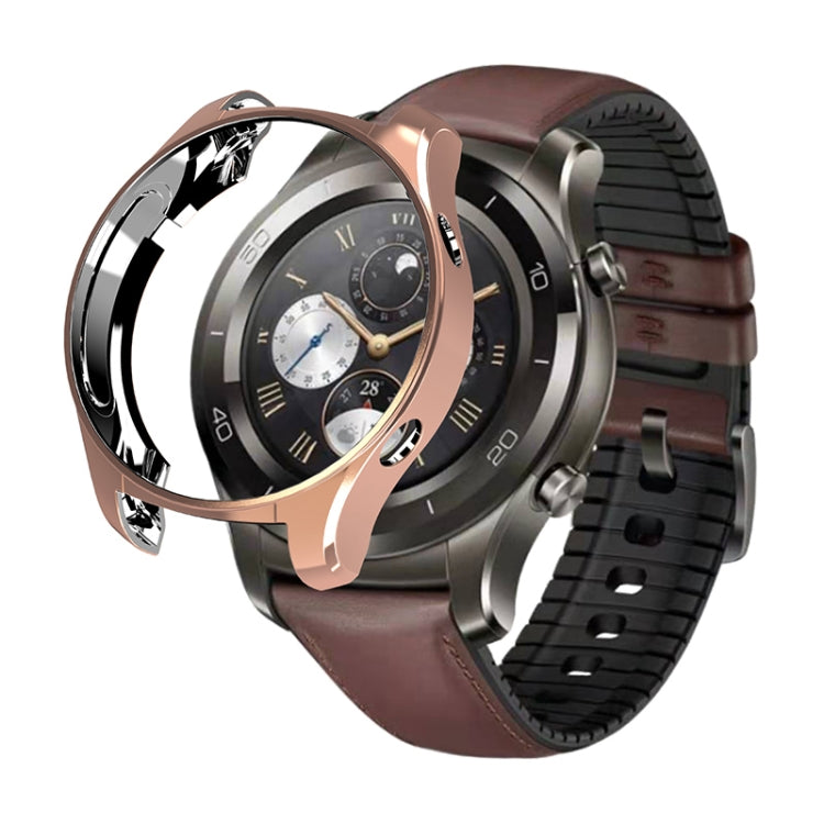 Rose gold TPU protective case showing watch dial and side openings for Huawei GT 42mm