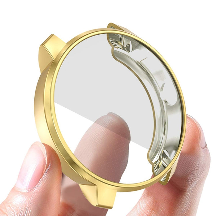 Gold TPU protective case for Garmin Vivoactive 3 Music, close-up of clear screen cover