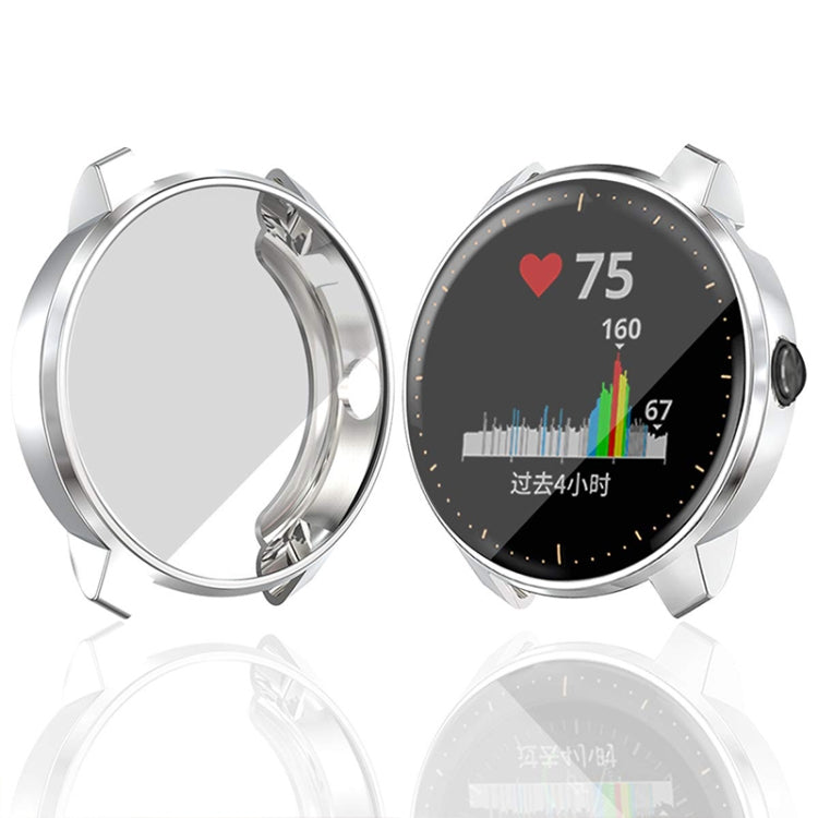 Silver TPU protective case for Garmin Vivoactive 3 Music, raised watch bezel