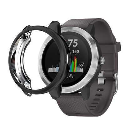 Black TPU protective watch case with raised bezel, open frame over watch face