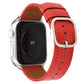 Red genuine leather Apple Watch strap with metal buckle and perforation holes