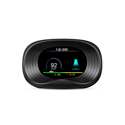 Black oval car head-up display HUD unit with speed and distance route indicators