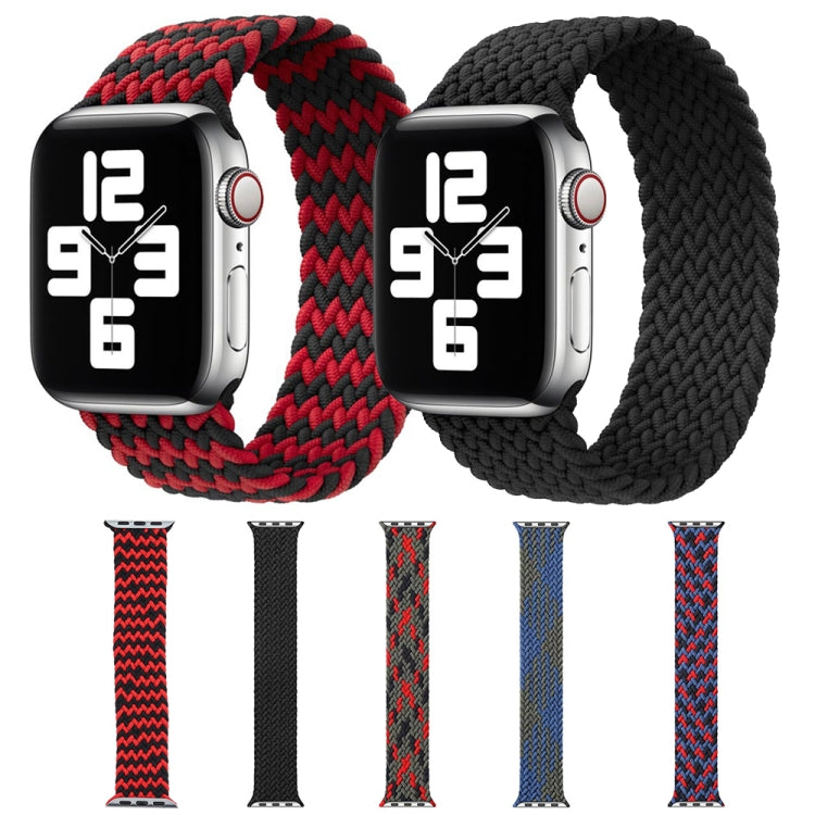 Braided single-loop watchband set in red, black, blue, and camouflage styles