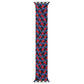 Blue and red zigzag braided nylon watchband strap with single loop, full view