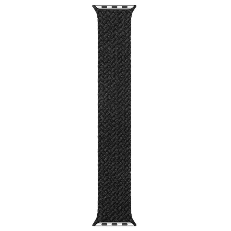 Charcoal braided nylon watchband strap with single loop, full view, woven texture