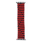 Red and black braided single-loop watchband with zigzag pattern