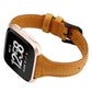 Genuine leather Fitbit Versa strap in tan with double loop keeper detail