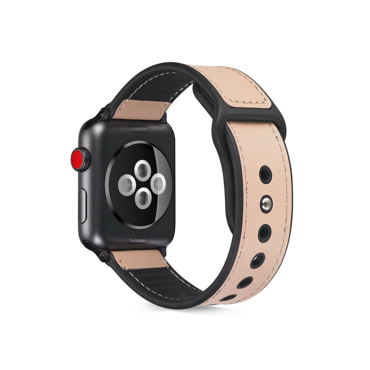 Paste Leather TPU Watchband For Apple Watch Series 6 & SE & 5 & 4 40mm / 3 & 2 & 1 38mm