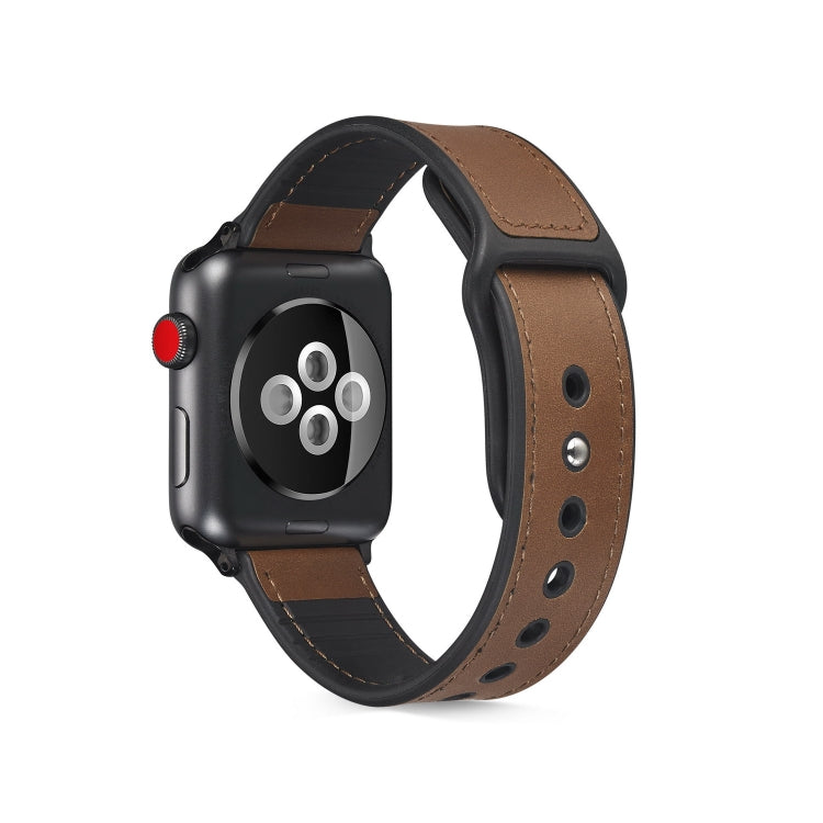 Paste Leather TPU Watchband For Apple Watch Series 6 & SE & 5 & 4 40mm / 3 & 2 & 1 38mm