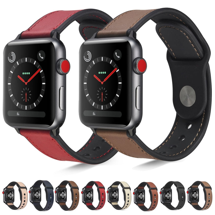 Paste Leather TPU Watchband For Apple Watch Series 6 & SE & 5 & 4 40mm / 3 & 2 & 1 38mm