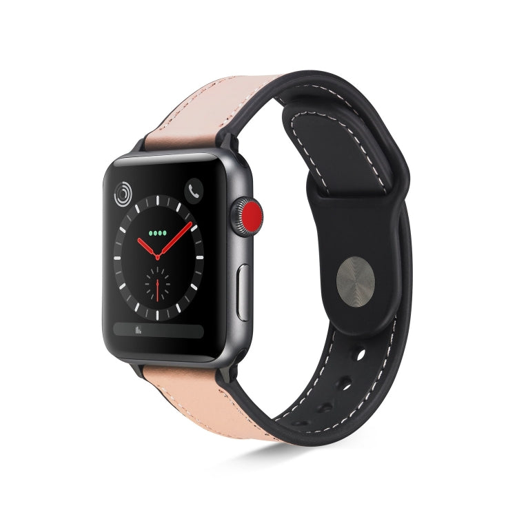 Paste Leather TPU Watchband For Apple Watch Series 6 & SE & 5 & 4 44mm / 3 & 2 & 1 42mm