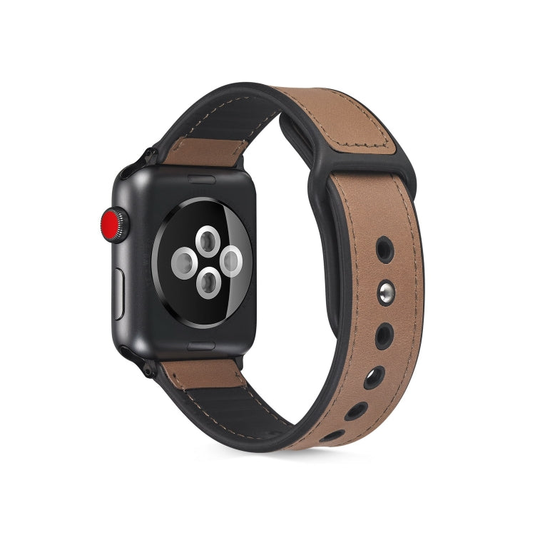 Paste Leather TPU Watchband For Apple Watch Series 6 & SE & 5 & 4 44mm / 3 & 2 & 1 42mm