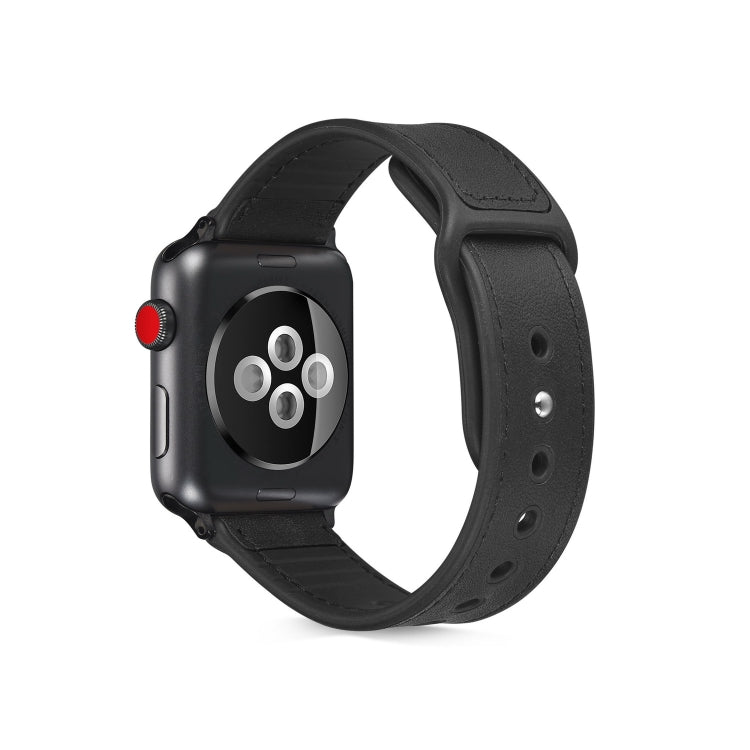 Paste Leather TPU Watchband For Apple Watch Series 6 & SE & 5 & 4 44mm / 3 & 2 & 1 42mm
