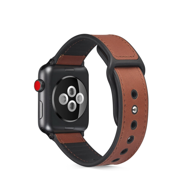 Paste Leather TPU Watchband For Apple Watch Series 6 & SE & 5 & 4 44mm / 3 & 2 & 1 42mm