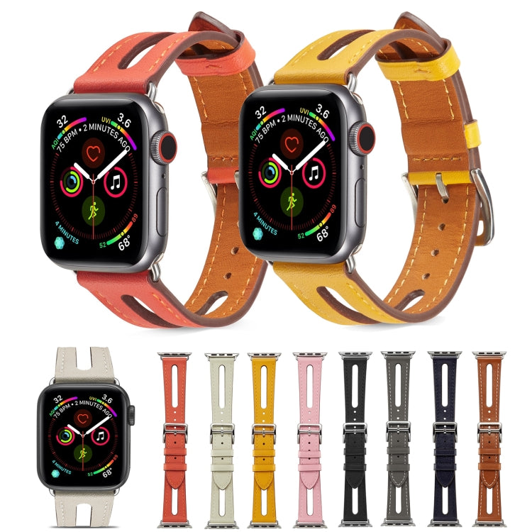 Top-grain Leather Watchband For Apple Watch Series 6 & SE & 5 & 4 40mm / 3 & 2 & 1 38mm