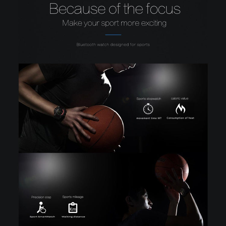 Black sports smartwatch worn with round LCD screen during fitness activity
