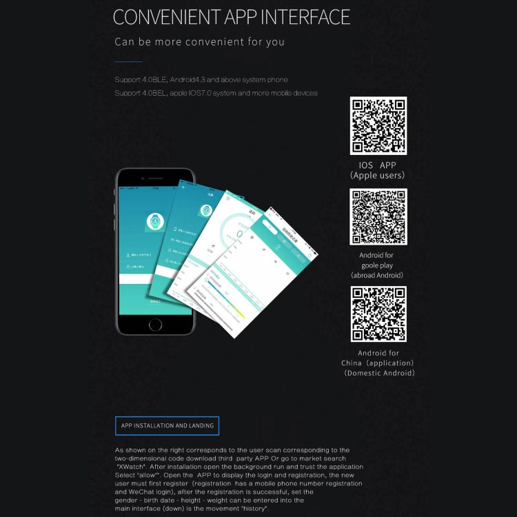 Black smartwatch with rugged bezel, LCD display, and app interface mockups