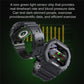 Two dark charcoal fabric-strap smartwatches with TFT screens and sensor highlights