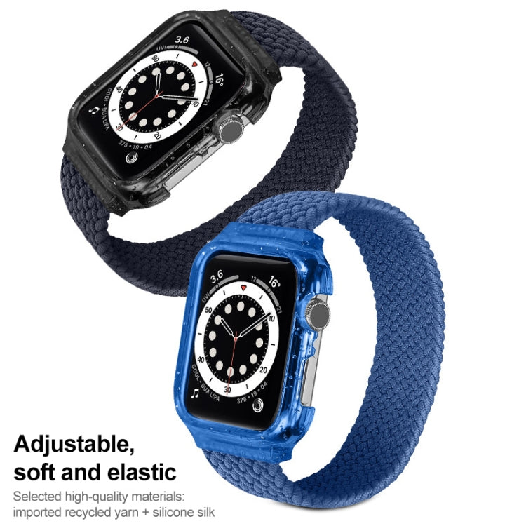 Braided watch straps with protective cases, black and blue, for Apple Watch