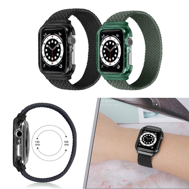 Braided watch straps with protective cases, black and dark olive green, assorted sizes