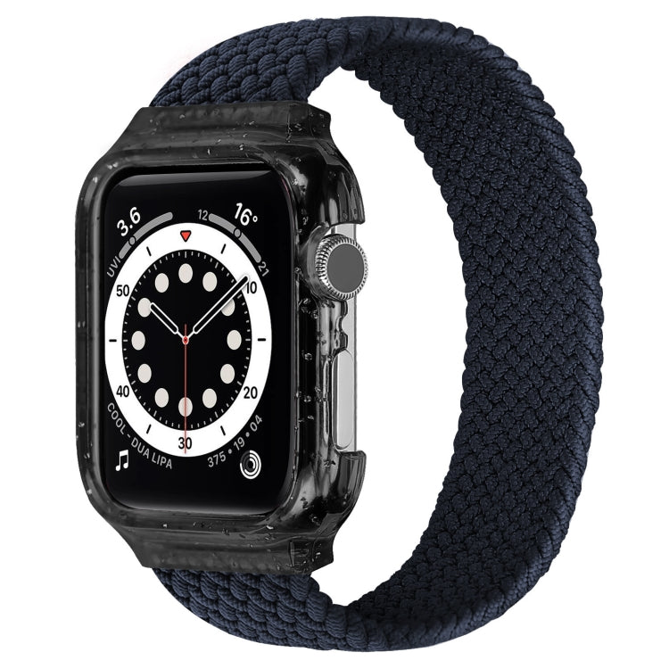 Woven wrist strap for Apple Watch with frame, dark charcoal fabric band