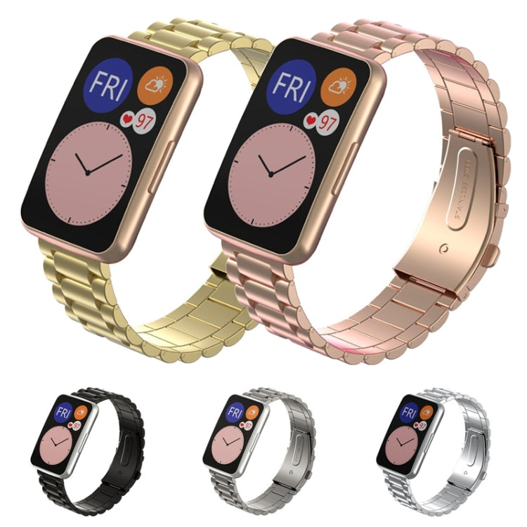 For Huawei Watch Fit Three-beads Metal Replacement Strap Watchband