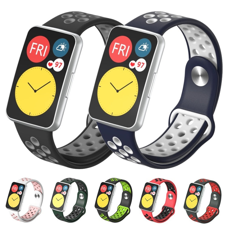 For Huawei Watch Fit Silicone Two-color Reverse Buckle Replacement Strap Watchband