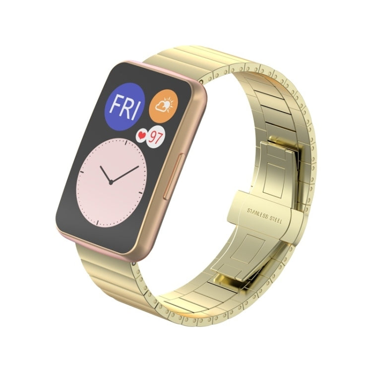 Gold stainless steel metal link replacement watch strap for smartwatch