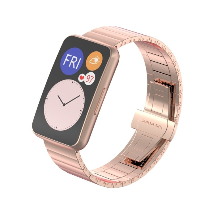 Rose gold stainless steel metal link replacement watch strap for smartwatch